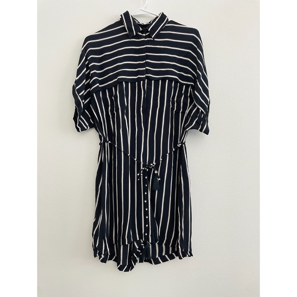 Faithfull The Brand Shirt Romper Women M Striped Belted Resort‎ Casual  Mini \